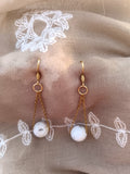 Boucles d'oreilles Perle Blanche Effet Marbre – Tige 6 cm