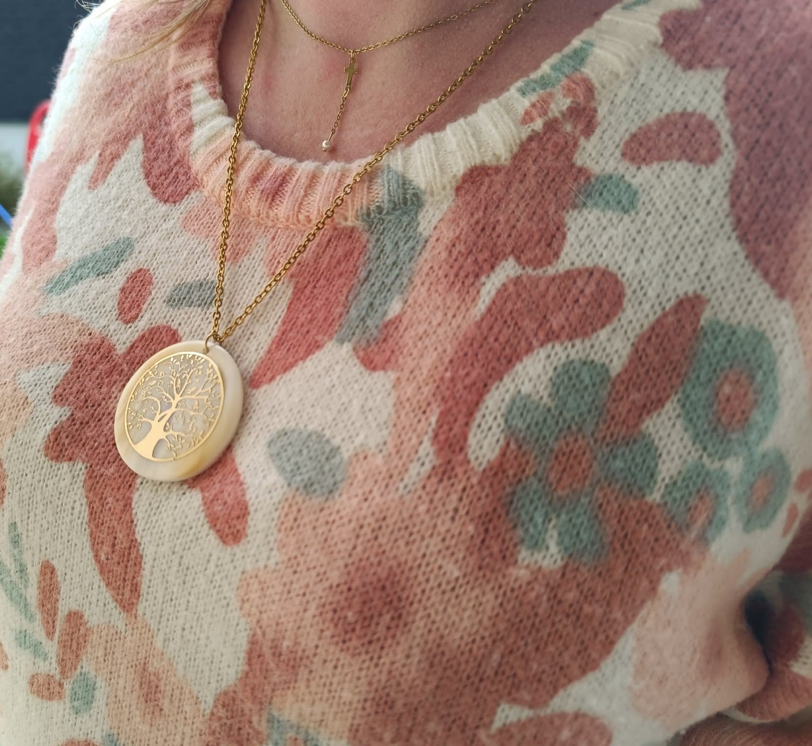 Collier Arbre de Vie en Nacre Naturelle - Doré