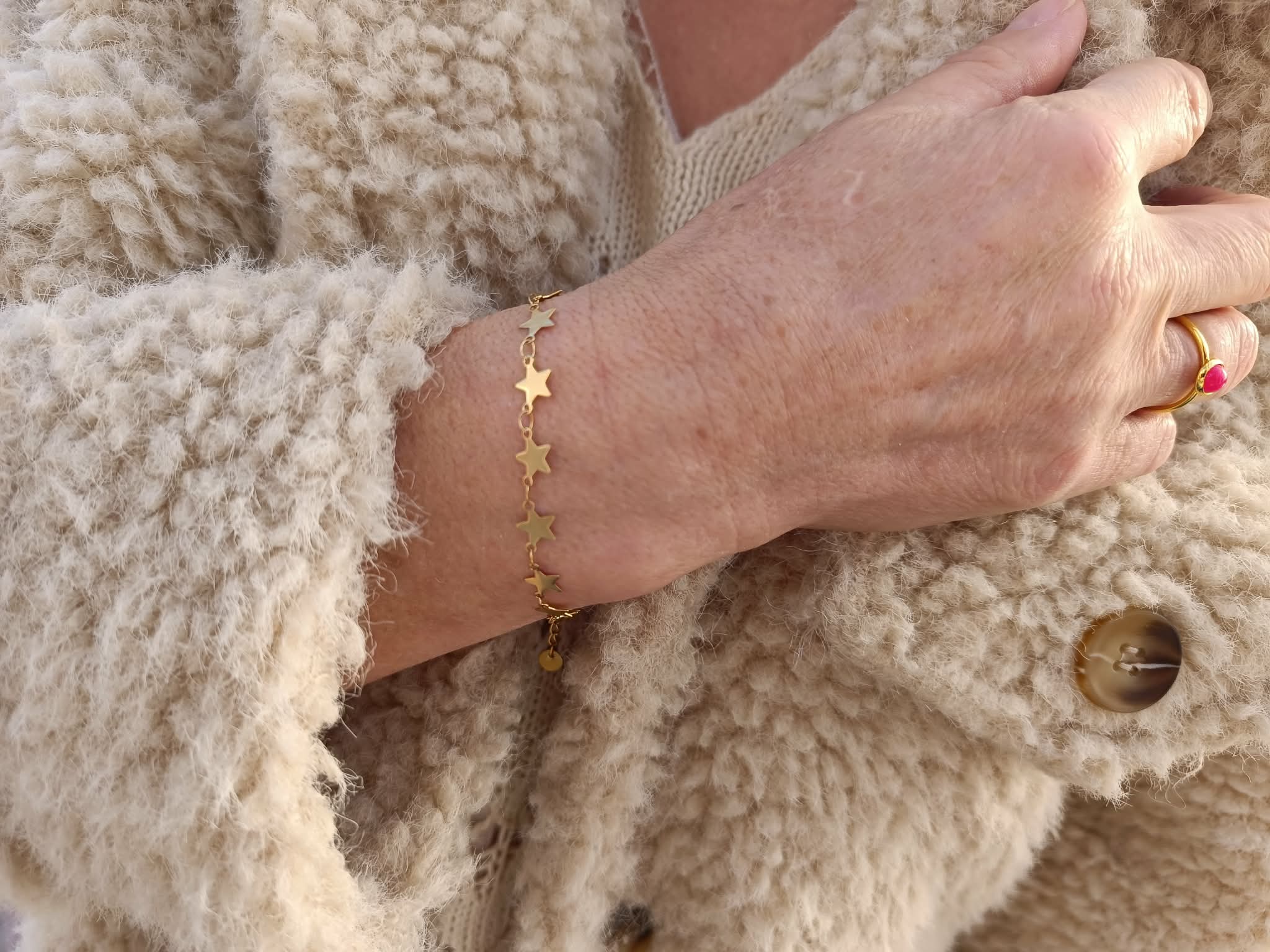 Bracelet Étoile Doré – 18 cm + 3,5 cm de chaînette d'extension