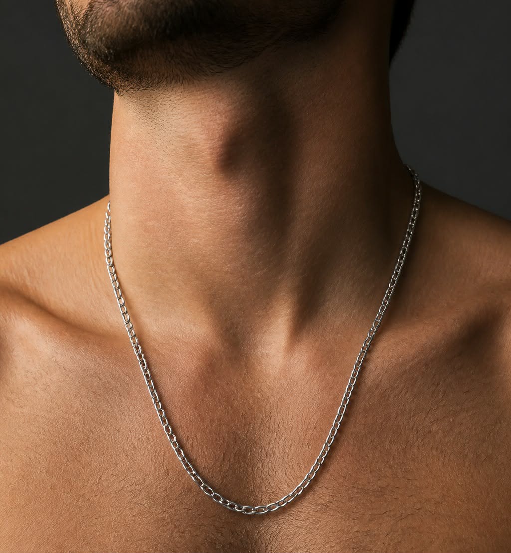 Parure Homme Maille Força Argentée – Collier & Bracelet