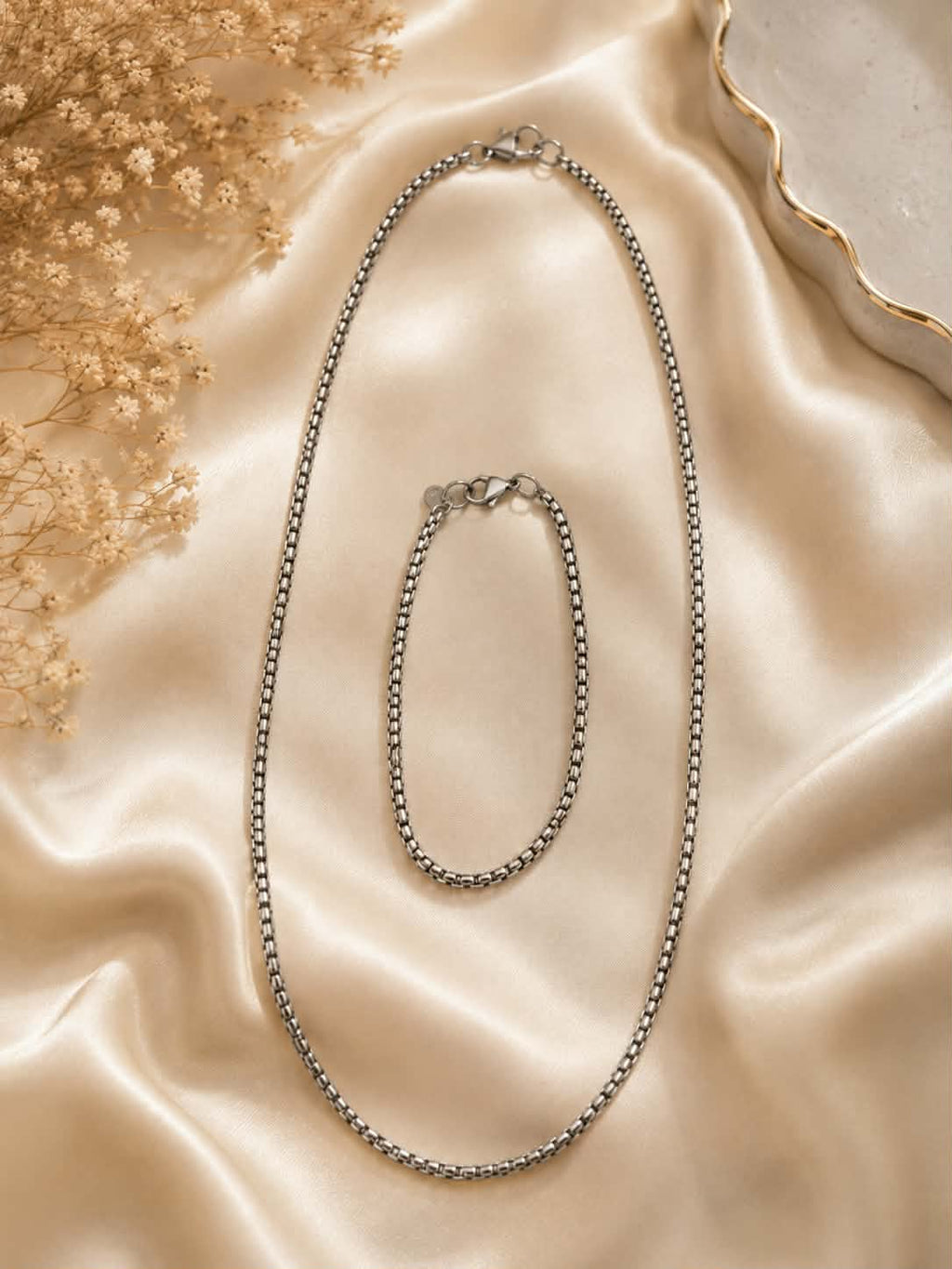Parure Homme – Collier & Bracelet en Acier Inoxydable