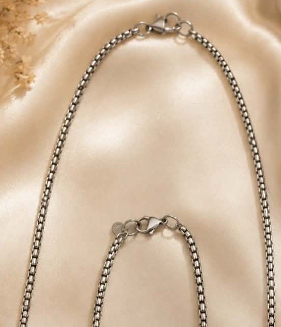 Parure Homme – Collier & Bracelet en Acier Inoxydable