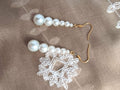 Boucles d'oreilles Perle Blanche – Création Artisanale 6,5 cm