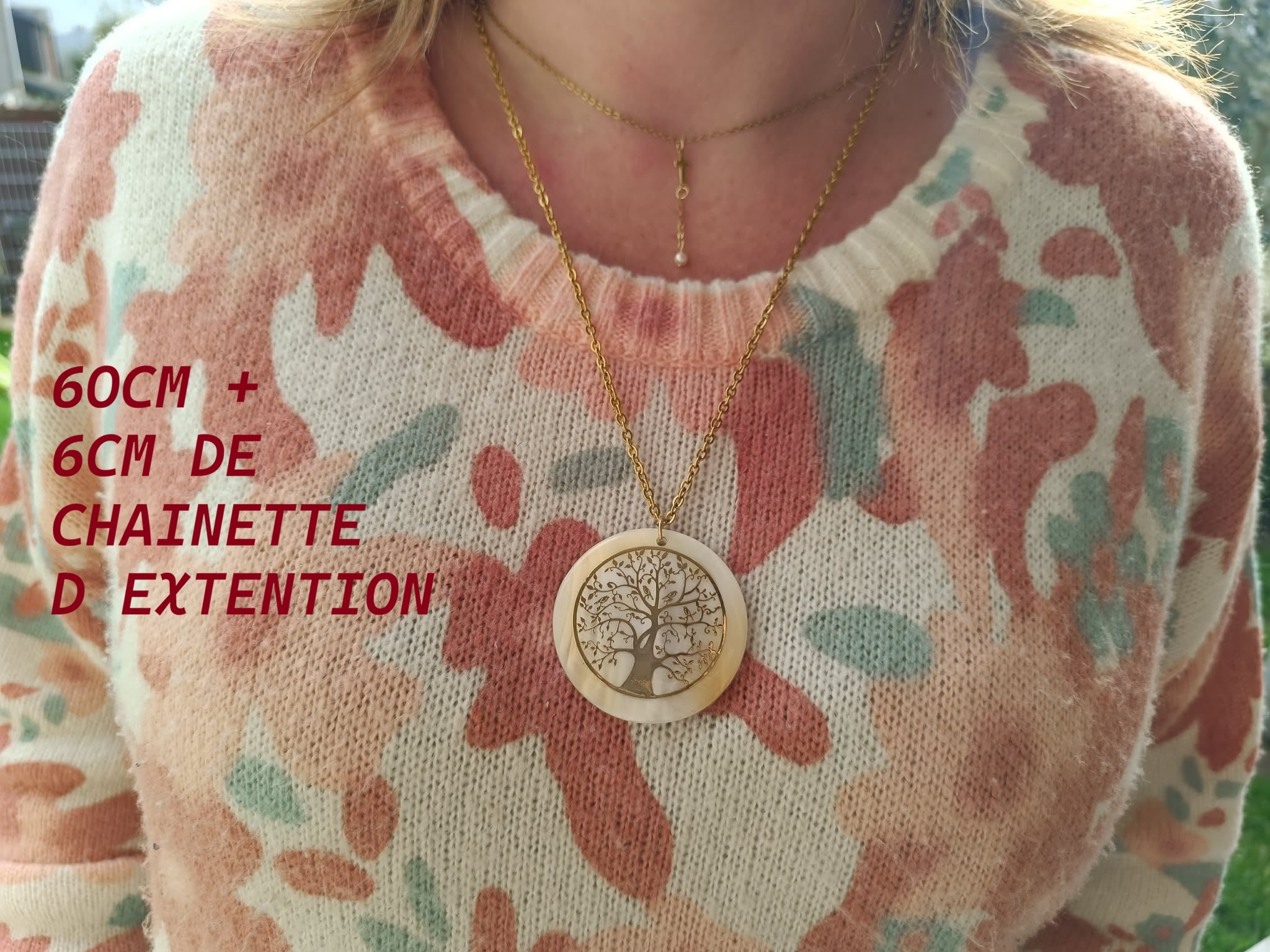Collier Arbre de Vie en Nacre Naturelle - Doré