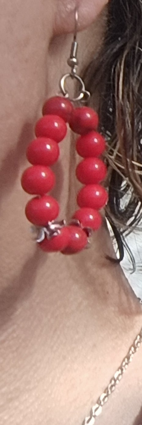 Boucles d'oreilles Perle Rouge – Créations Artisanales 6,5 cm