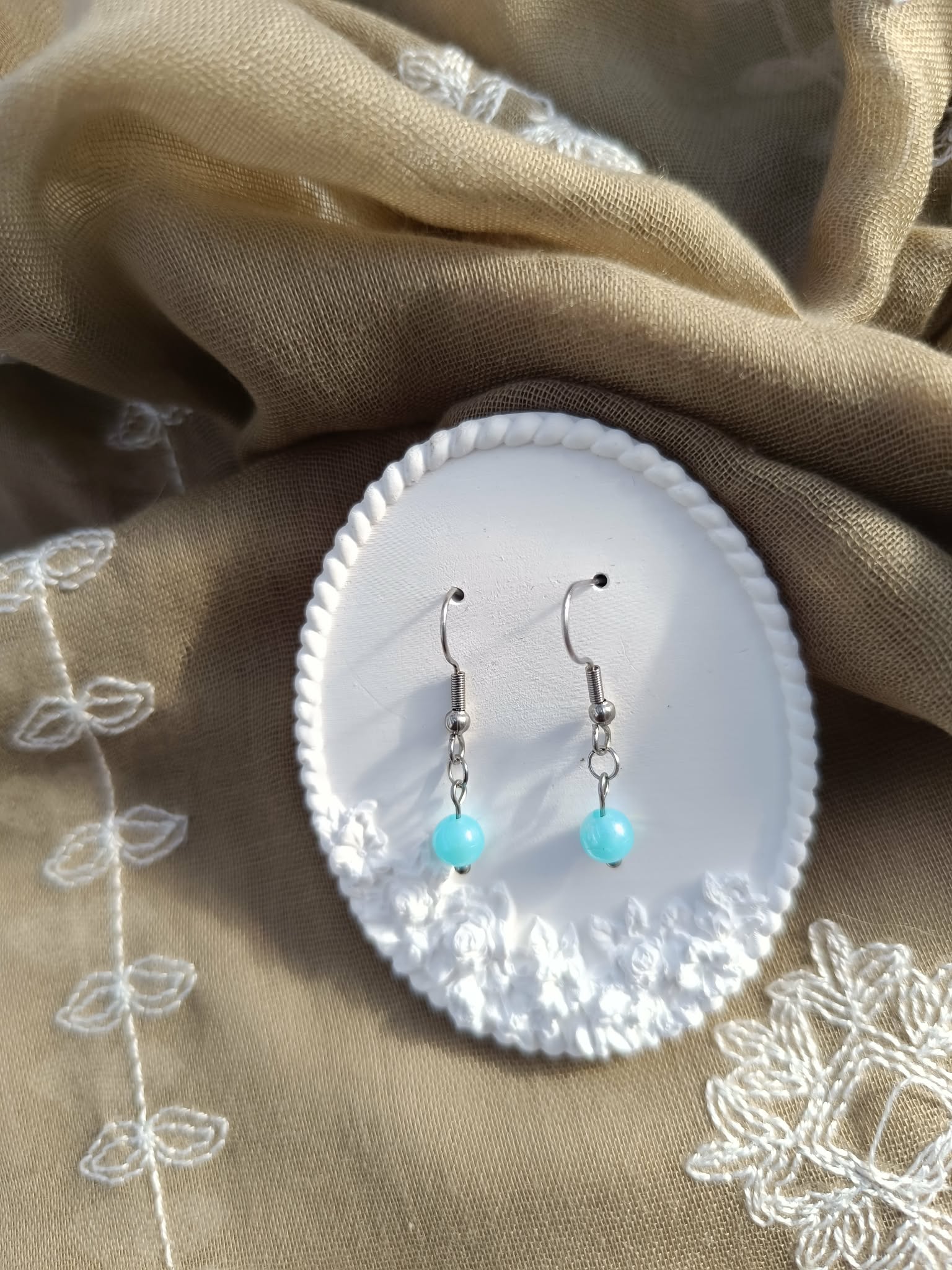 Boucles d'oreilles Perle Bleue – 3 cm | Les Bijoux de Liliya