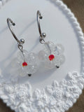 Boucle d'Oreille Fleur Transparente 3,5 cm – Pièce Unique