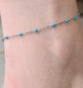 Bijou de cheville perles bleues