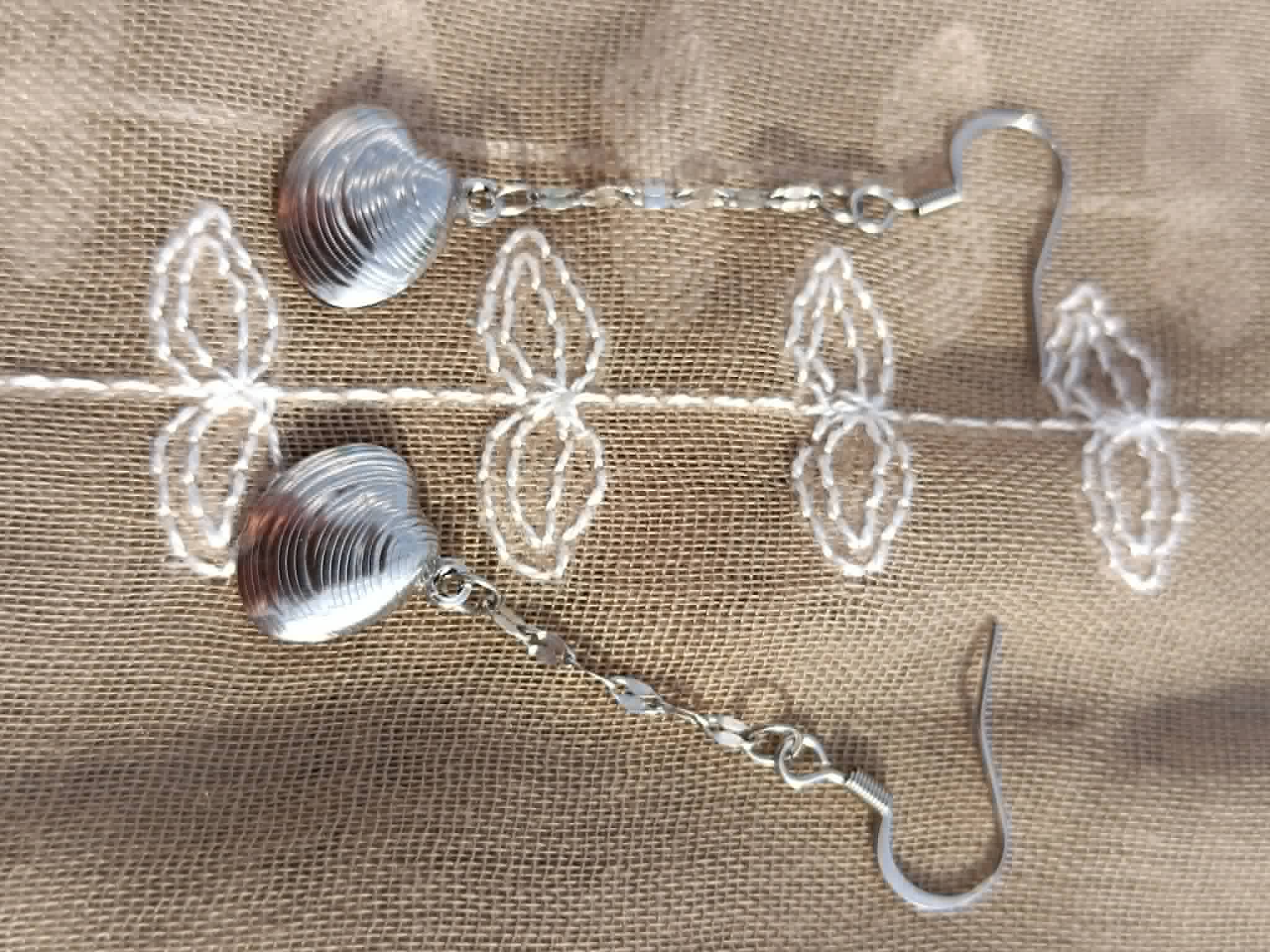 Boucles d'oreilles Coquillage Argenté – Acier inoxydable | 5 cm