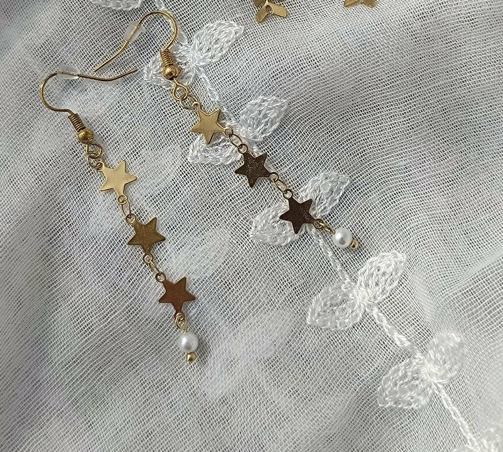 Boucles d'oreilles Dorées Étoilées en Acier Inoxydable – 5 cm & 9 cm | Les Bijoux de Liliya