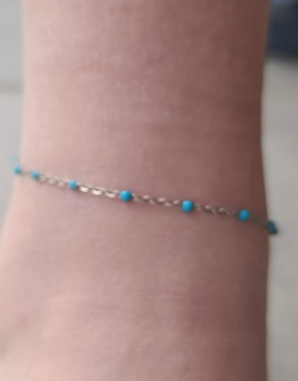 Bijou de cheville perles bleues