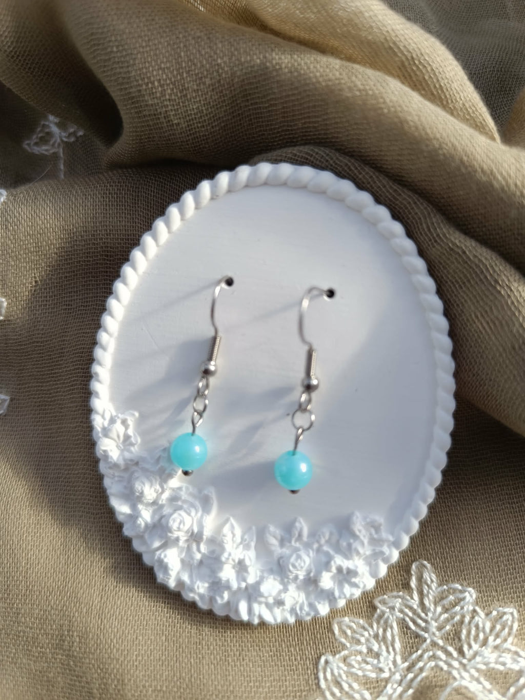 Boucles d'oreilles Perle Bleue – 3 cm | Les Bijoux de Liliya