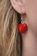 Boucles d oreille pendante cœur rouge