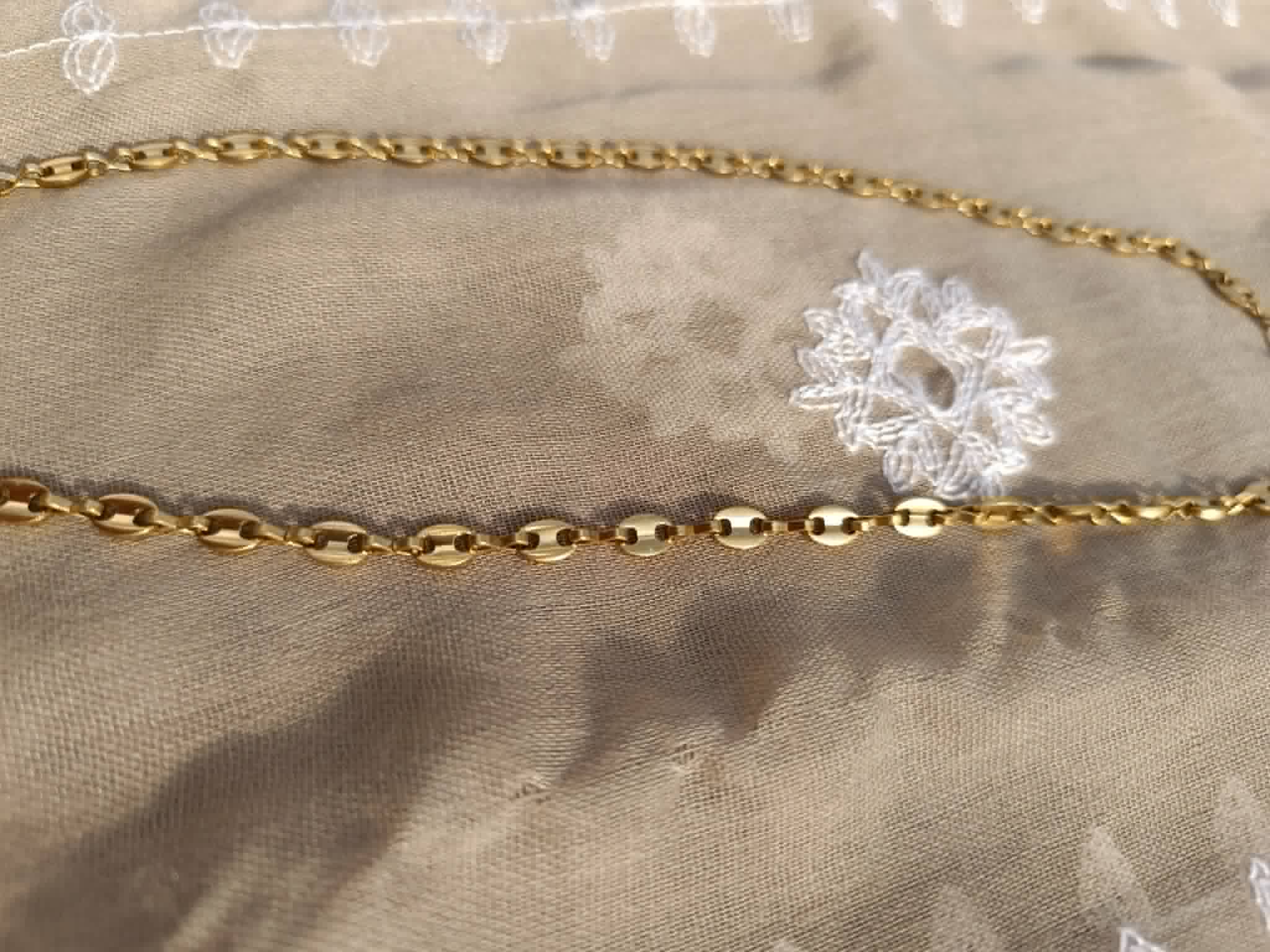 Collier Maille Café – Longueur 50 cm + 6 cm Chaînette d'Extension