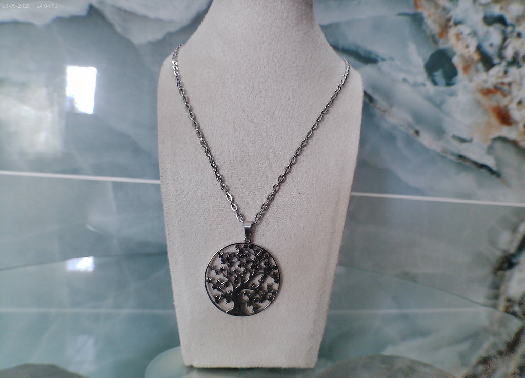 Collier arbre de vie acier inoxydable - Pièce unique spirituelle
