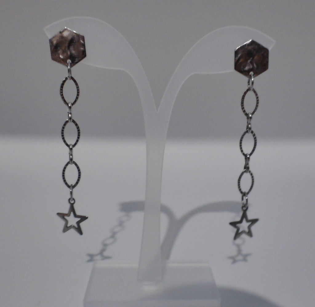 Boucles d'oreilles étoiles argentées - Pièce unique artisanale