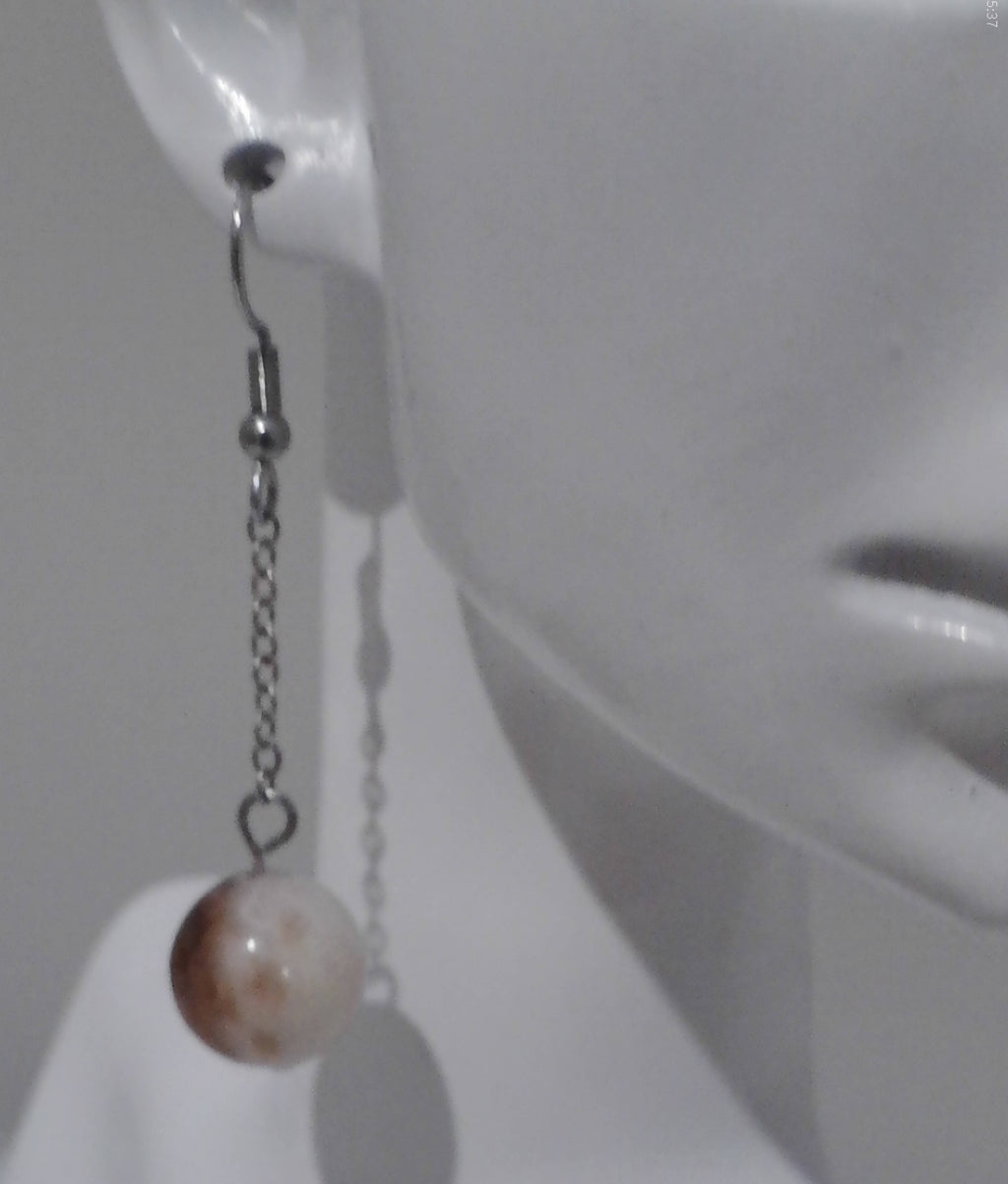 Boucles d'Oreilles Chaînette avec Perle
