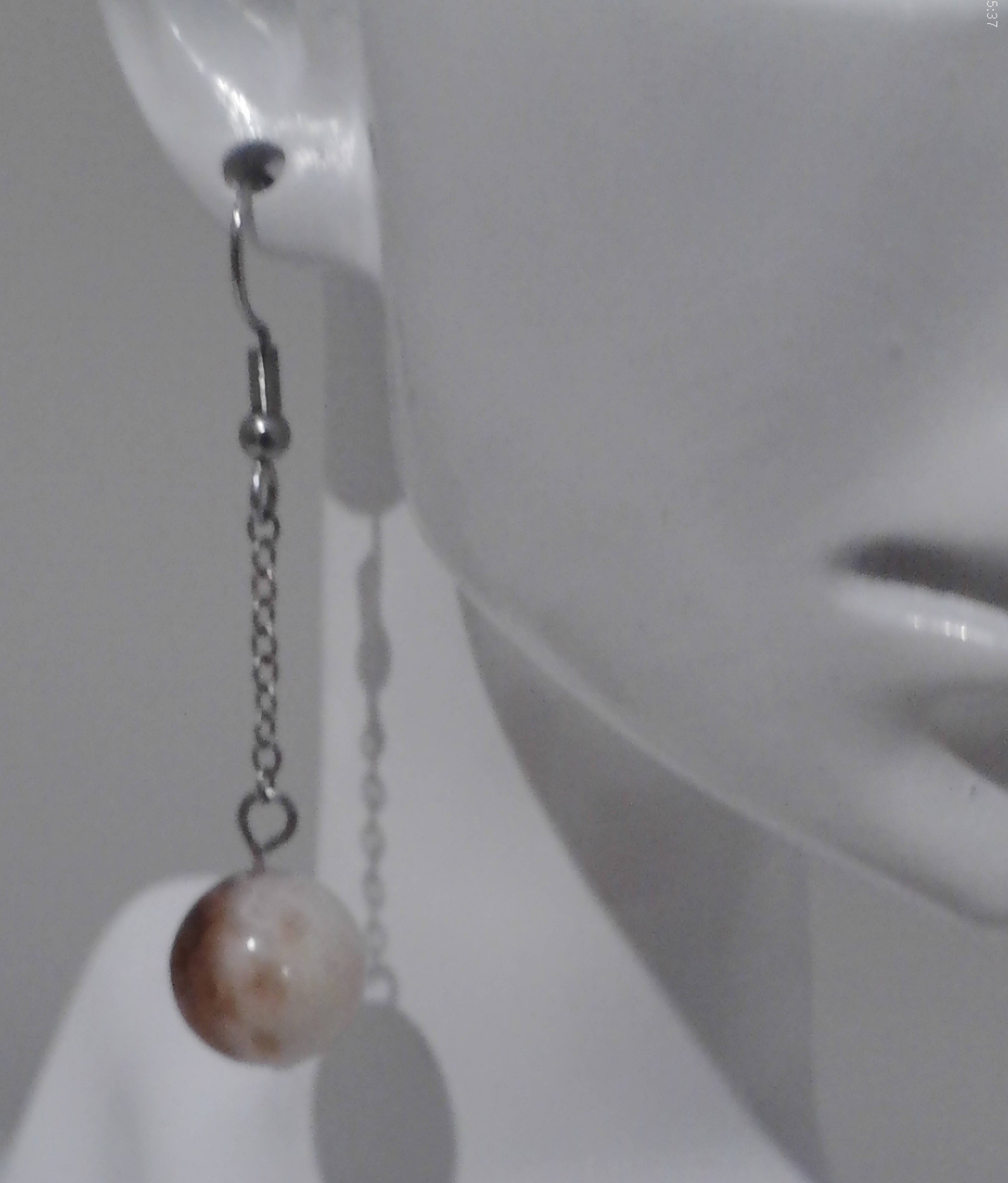 Boucles d'Oreilles Chaînette avec Perle