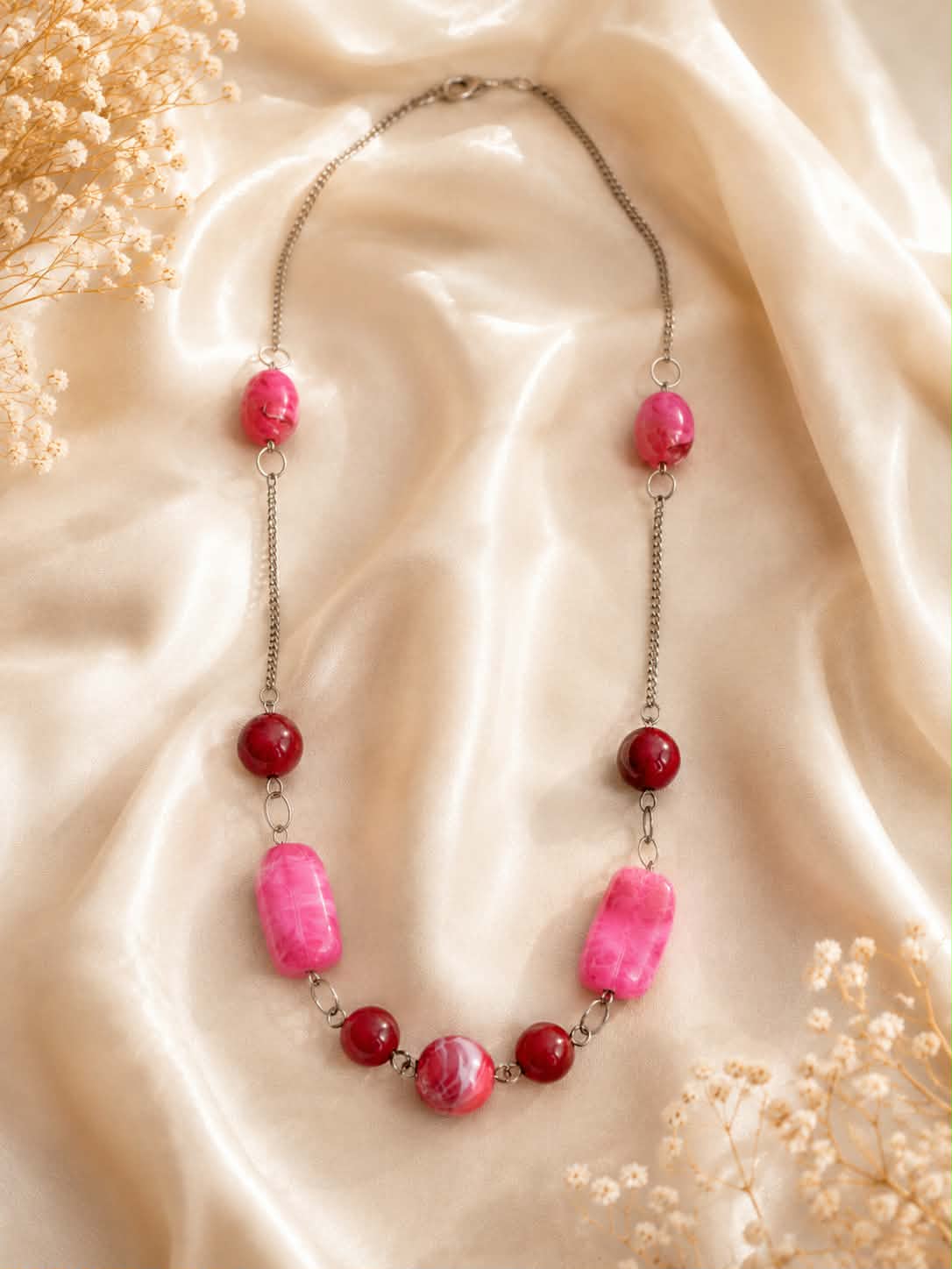 Collier Élégance Rosée – Perles & Acier Inoxydable