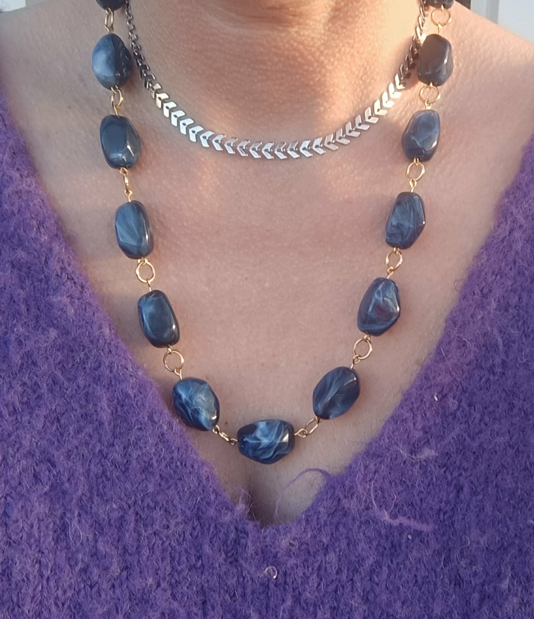 Collier Pierre Bleue | Pièce Unique | Bijou Artisanal
