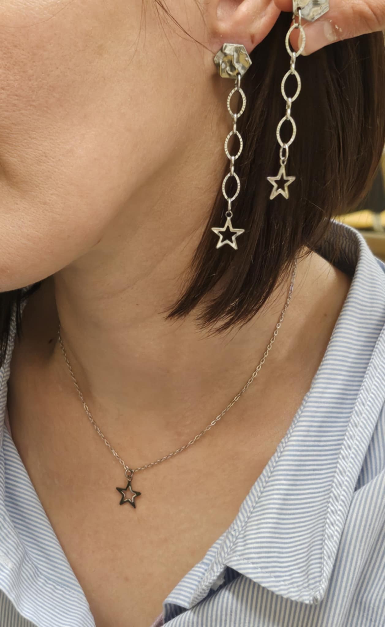Collier étoile argentée - Pièce unique élégante
