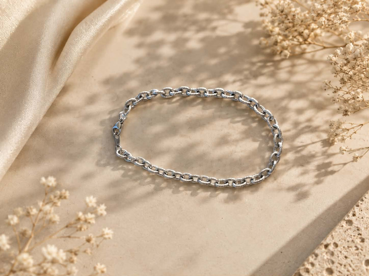 Parure Homme Maille Força Argentée – Collier & Bracelet