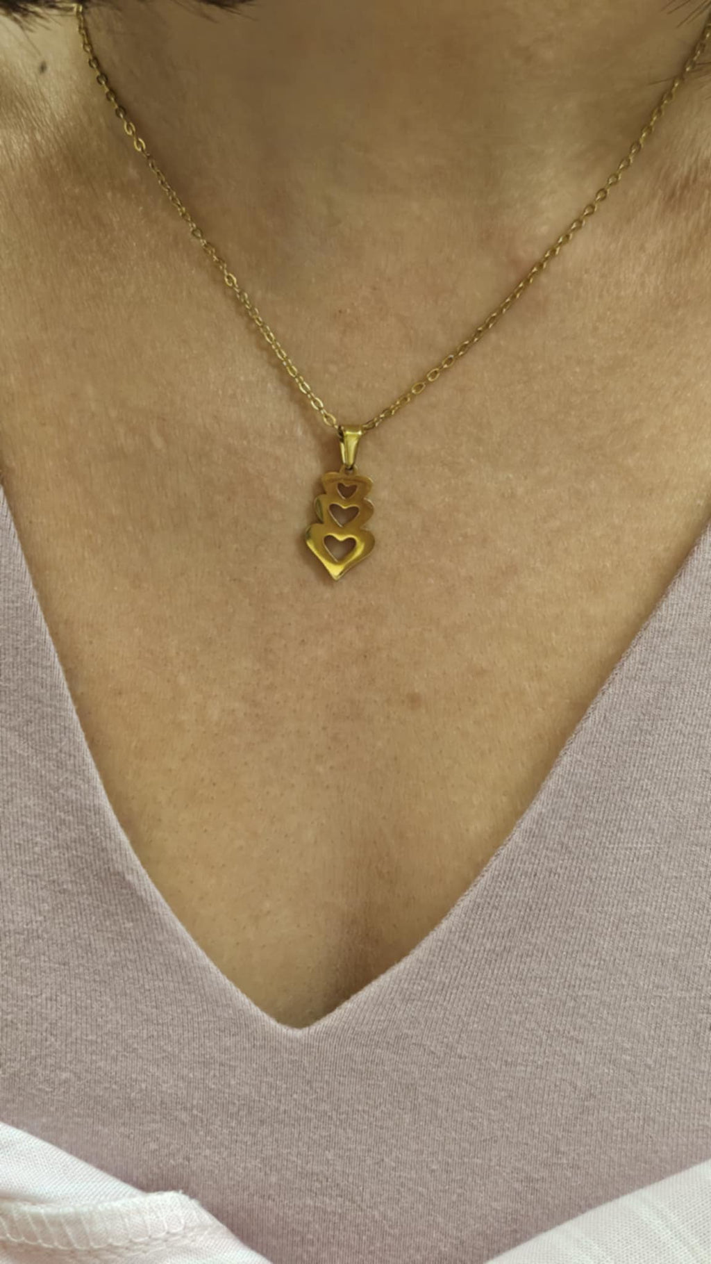 Collier Liora 3 cœurs ajourés - Pièce unique romantique
