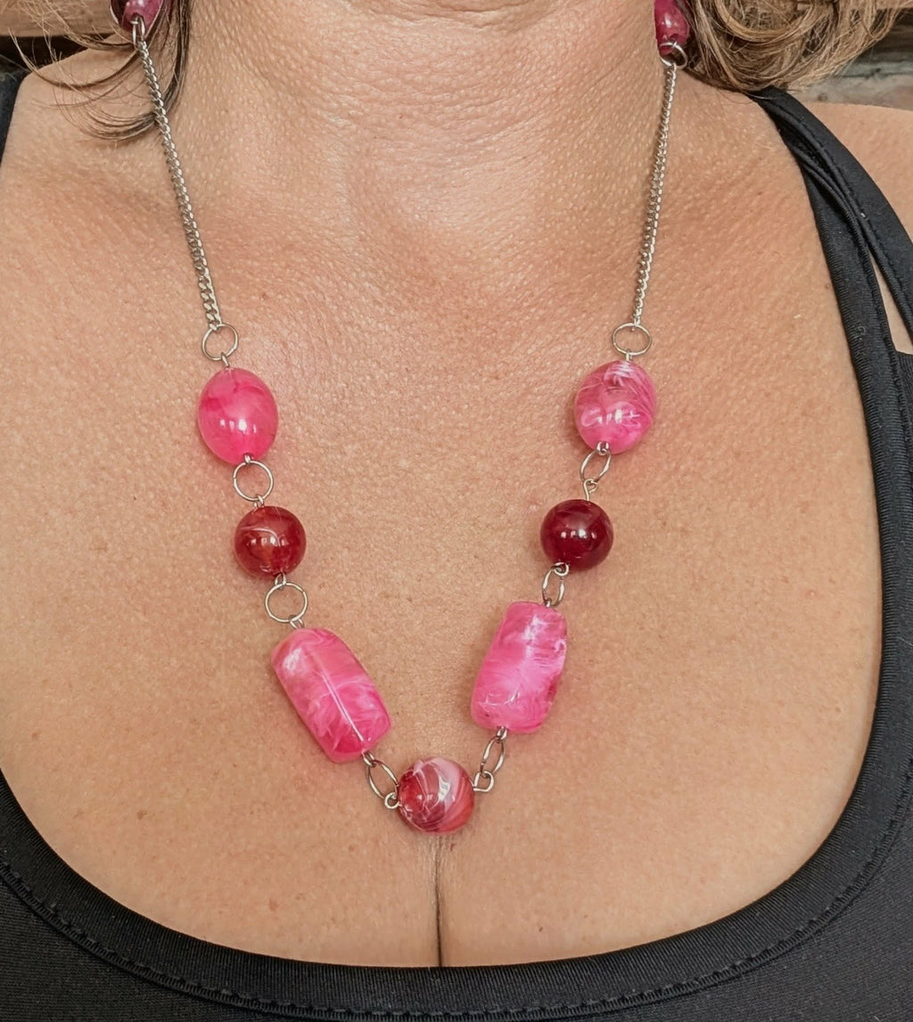 Collier Élégance Rosée – Perles & Acier Inoxydable
