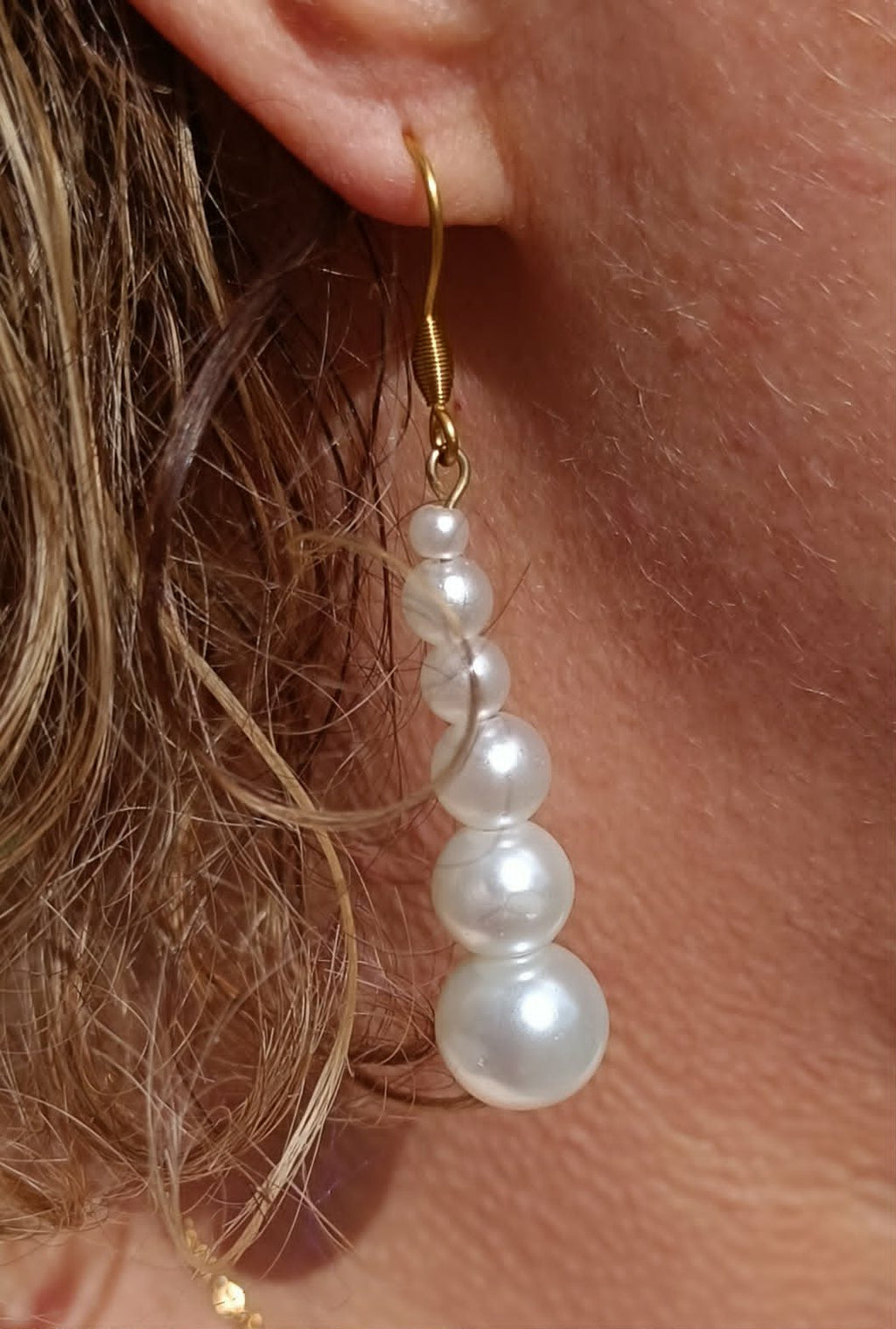 Boucles d'oreilles Perle Blanche – Création Artisanale 6,5 cm
