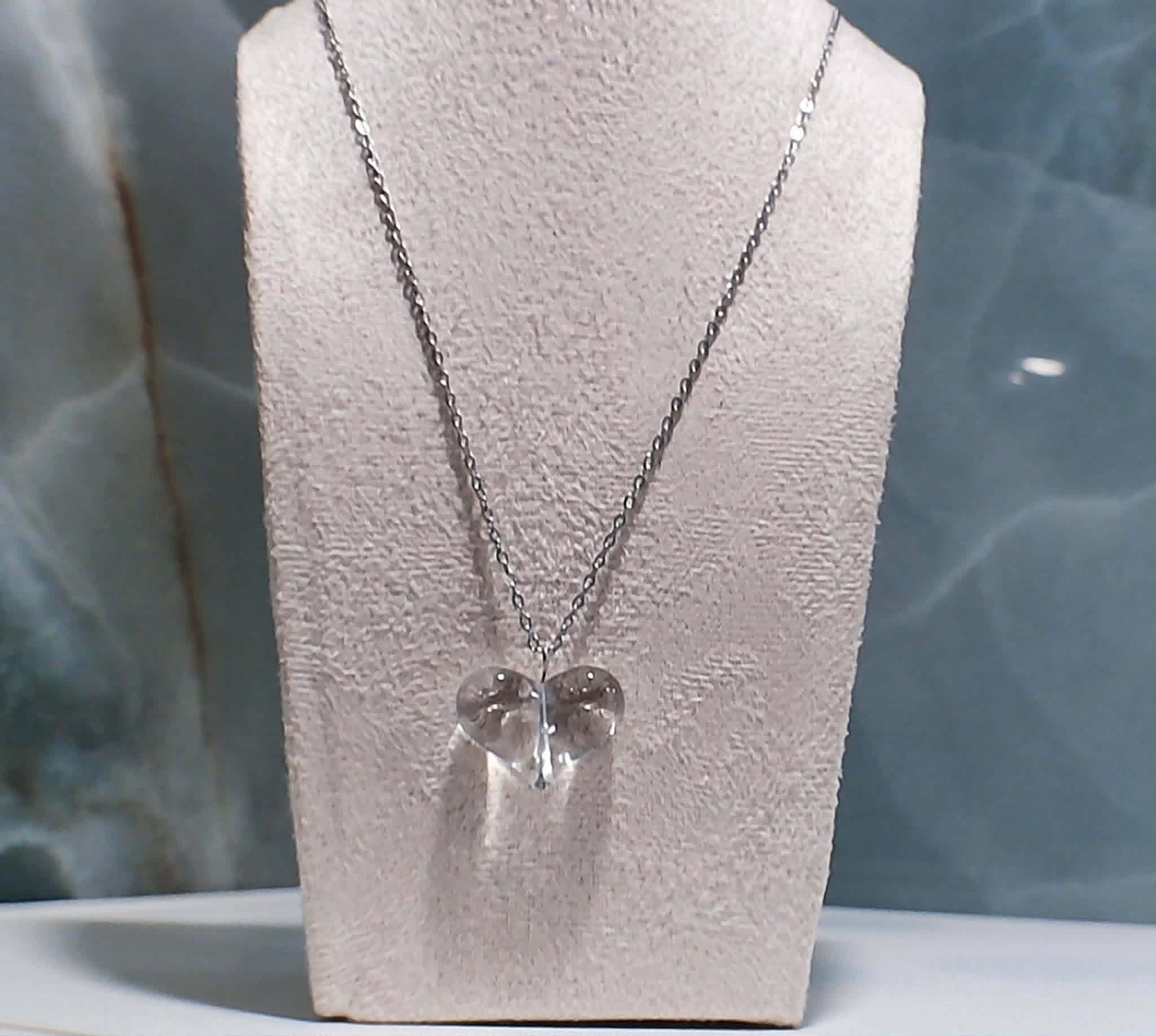 Collier cœur argenté transparent - Pièce unique romantique